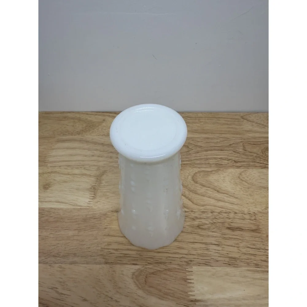 Vintage milk glass raised dot flower vase 7